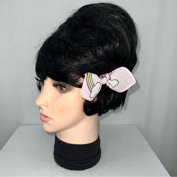 Pink Unicorn and Rainbow Cloud Bandana Knotted Hair Bow - Picture 6 of 11